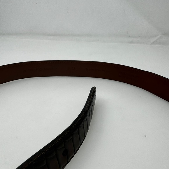 Joseph Abboud Brown Embossed Leather Belt Made in Italy Size 34 - Picture 5 of 10